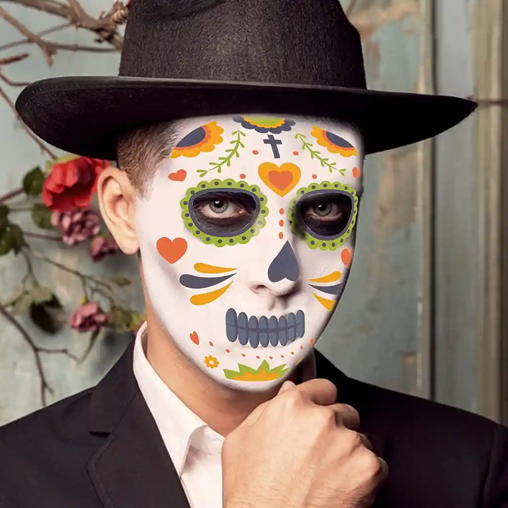 Maquillaje Temporal Catrina Mexicana Halloween Disfraz