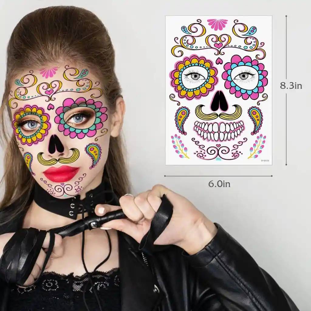 Maquillaje Temporal Catrina Mexicana Halloween Disfraz