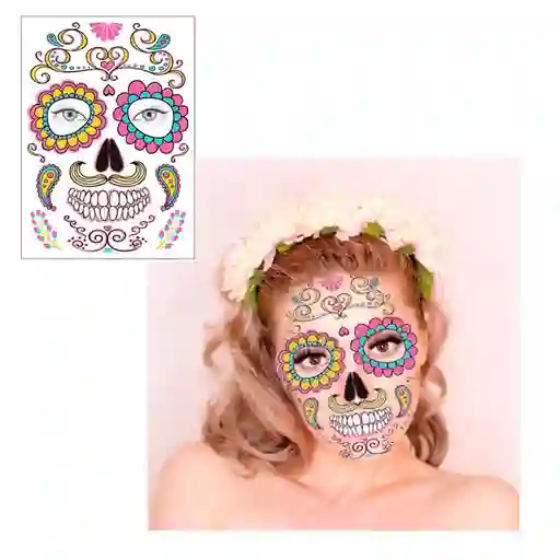 Maquillaje Temporal Catrina Mexicana Halloween Disfraz