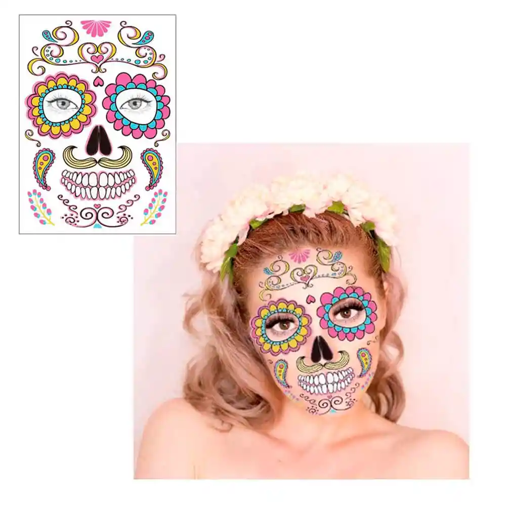 Maquillaje Temporal Catrina Mexicana Halloween Disfraz