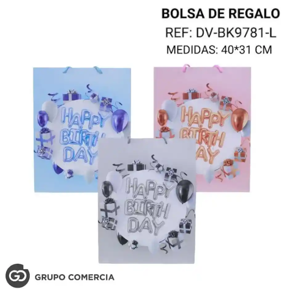 Bolsa De Regalo Happy Birthday 40*31 Cm Premium