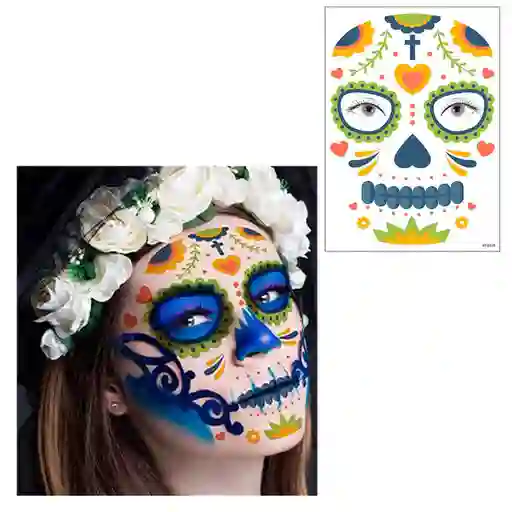 Maquillaje Temporal Catrina Mexicana Halloween Disfraz