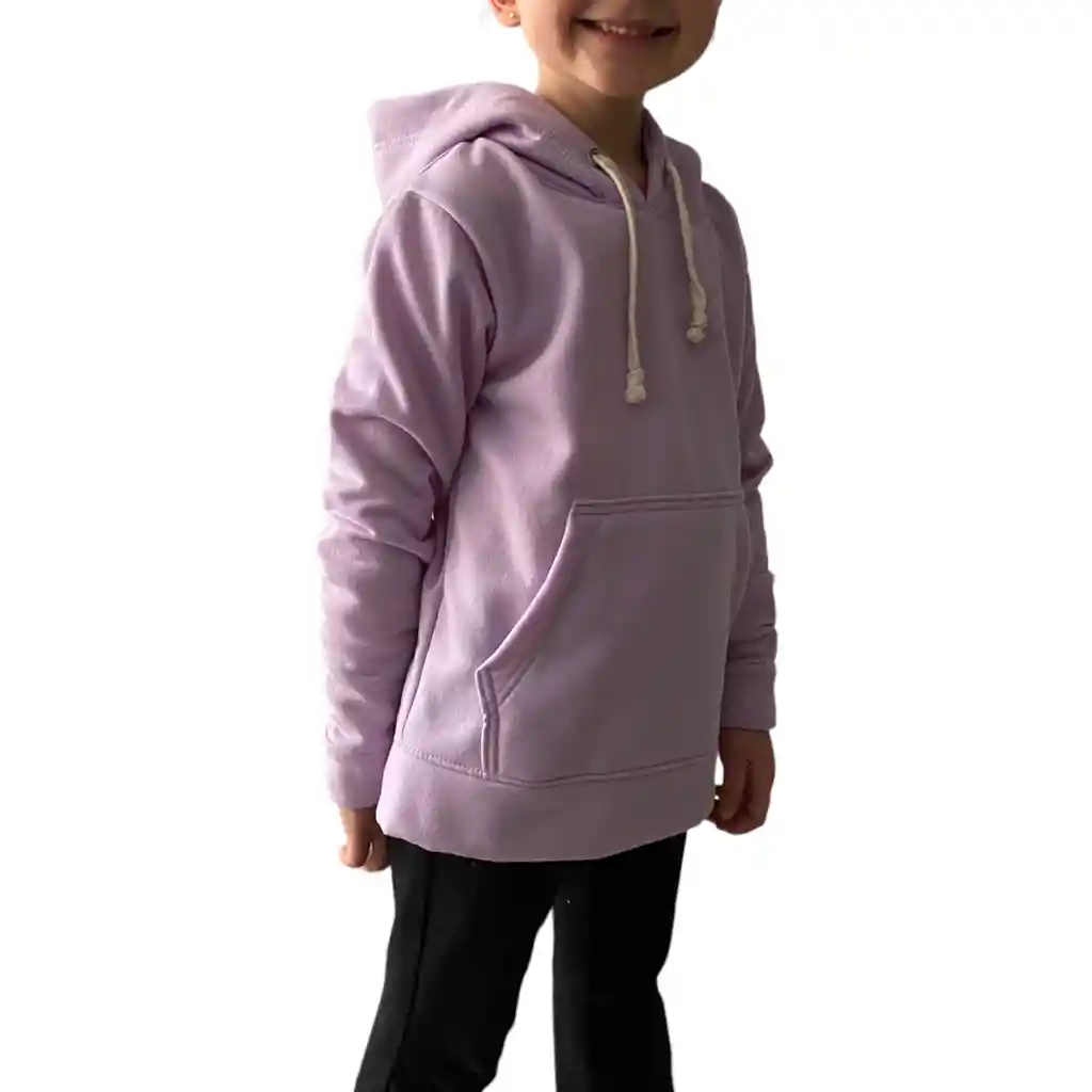 Hoodie Niños Algodon Percahado Con Capota Lila
