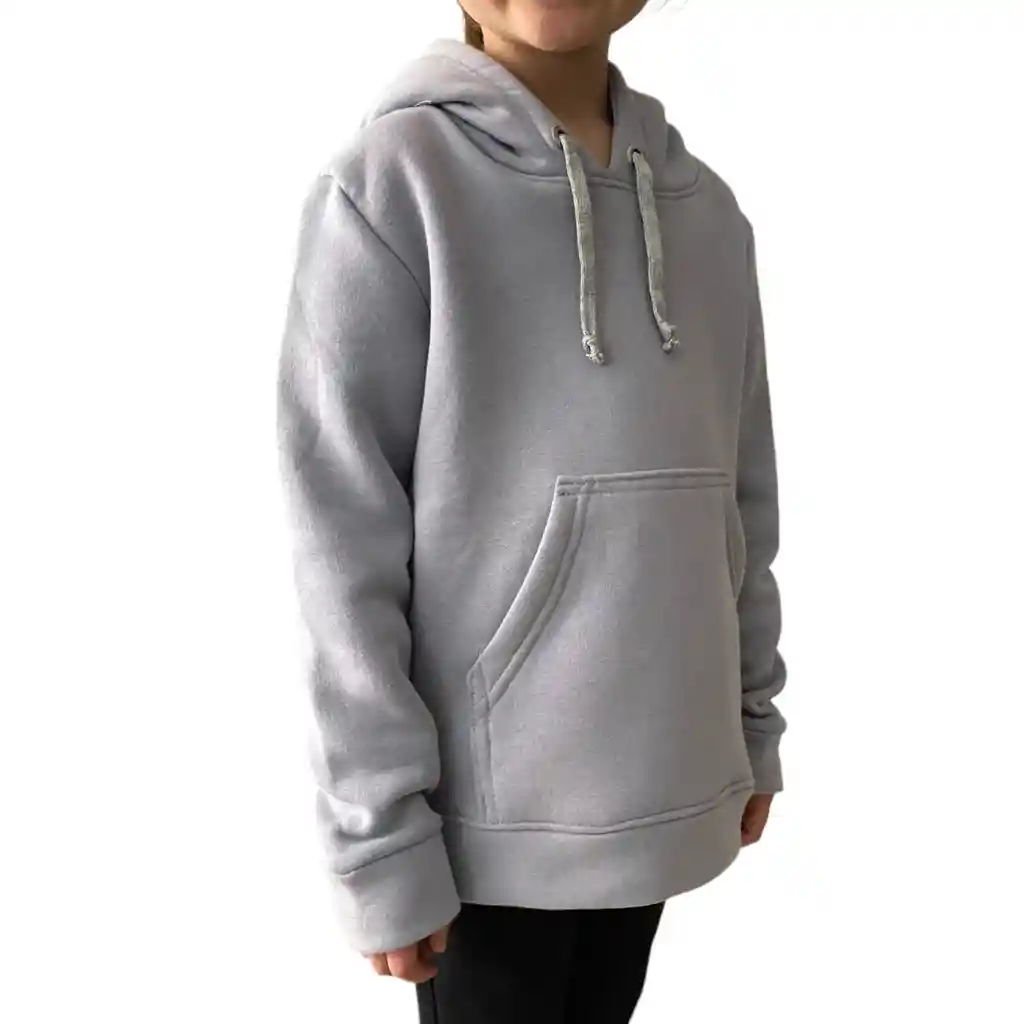 Hoodie Niños Algodon Percahado Con Capota Gris