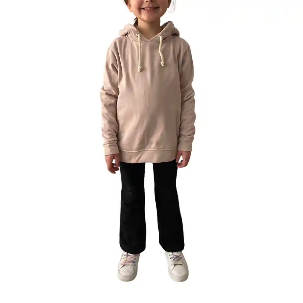 Hoodie Niños Algodon Percahado Con Capota Beige