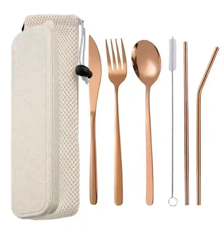 Cubiertos + Pitillo + Caja De Trigo + Bolsa De Tela