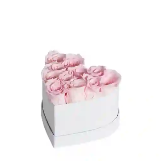 Caja Top Blanca Con Rosas Preservadas