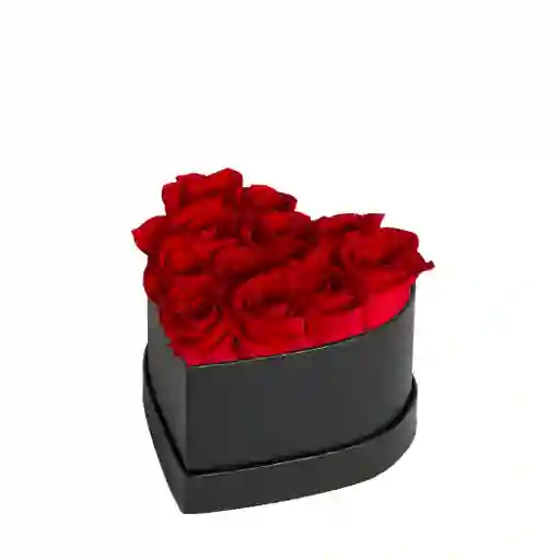 Caja Top Negra Con Rosas Preservadas