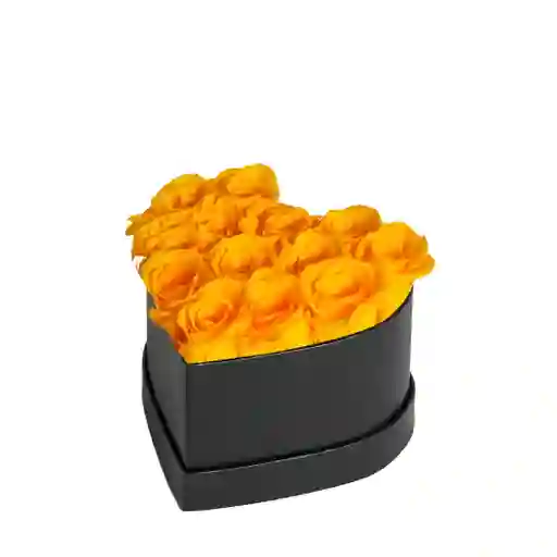Caja Top Negra Con Rosas Amarillas Preservadas