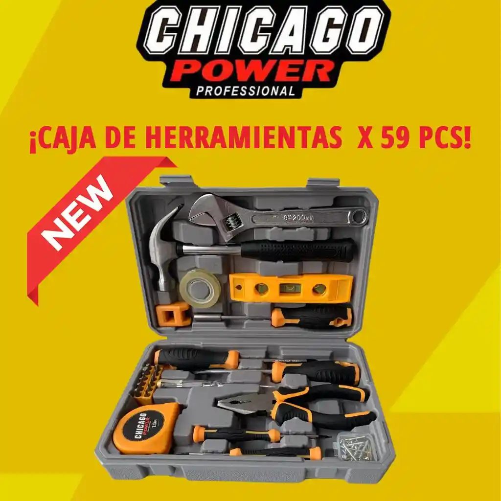 Caja De Herramientas 59 Piezas Chicago Power Naranja