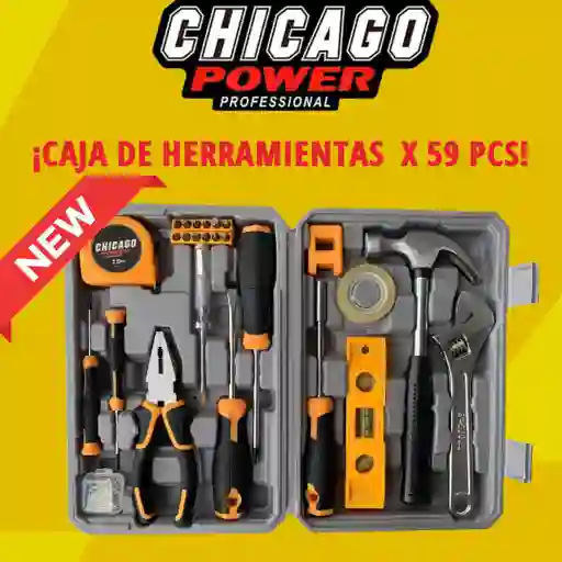 Caja De Herramientas 59 Piezas Chicago Power Naranja