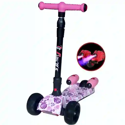 Patineta Scooter Luz Música Bluetooth Con Turbinas De Humo - Niña