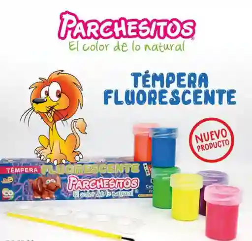 Pintura Tempera Color Fluorescente Neon Parchesito Cj X6