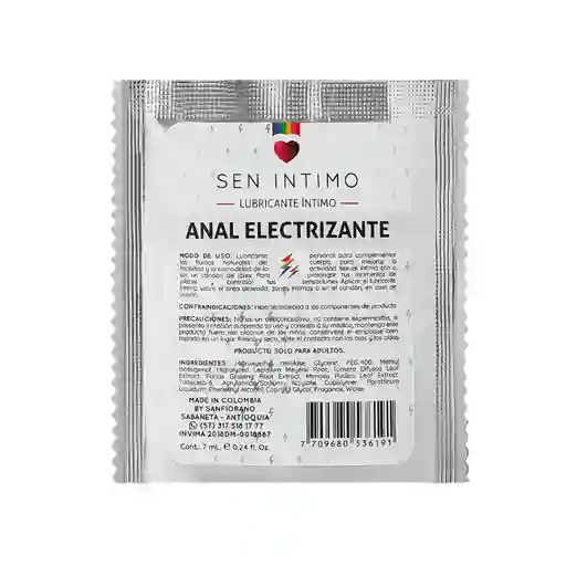 Lubricante Anal Electrizante X 7ml Sen Intimo Sachet