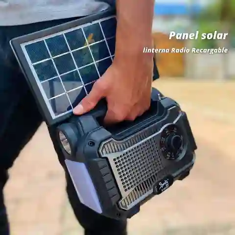 Planta Solar Recargable Con Radio Bluetooth Am/fm Bp-pl087s + Bombillos