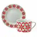 Taza Café 220ml + Plato Navidad 16 Pzs Poinsettia