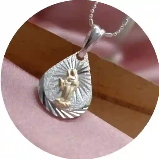 Cadena Mas Dije Mari Auxiliadora Laminilla 0ro Plata Ley 925