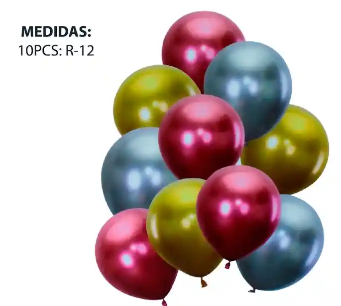 Set Globos Bouquet Metalizados De Colores X10 Pcs R-12