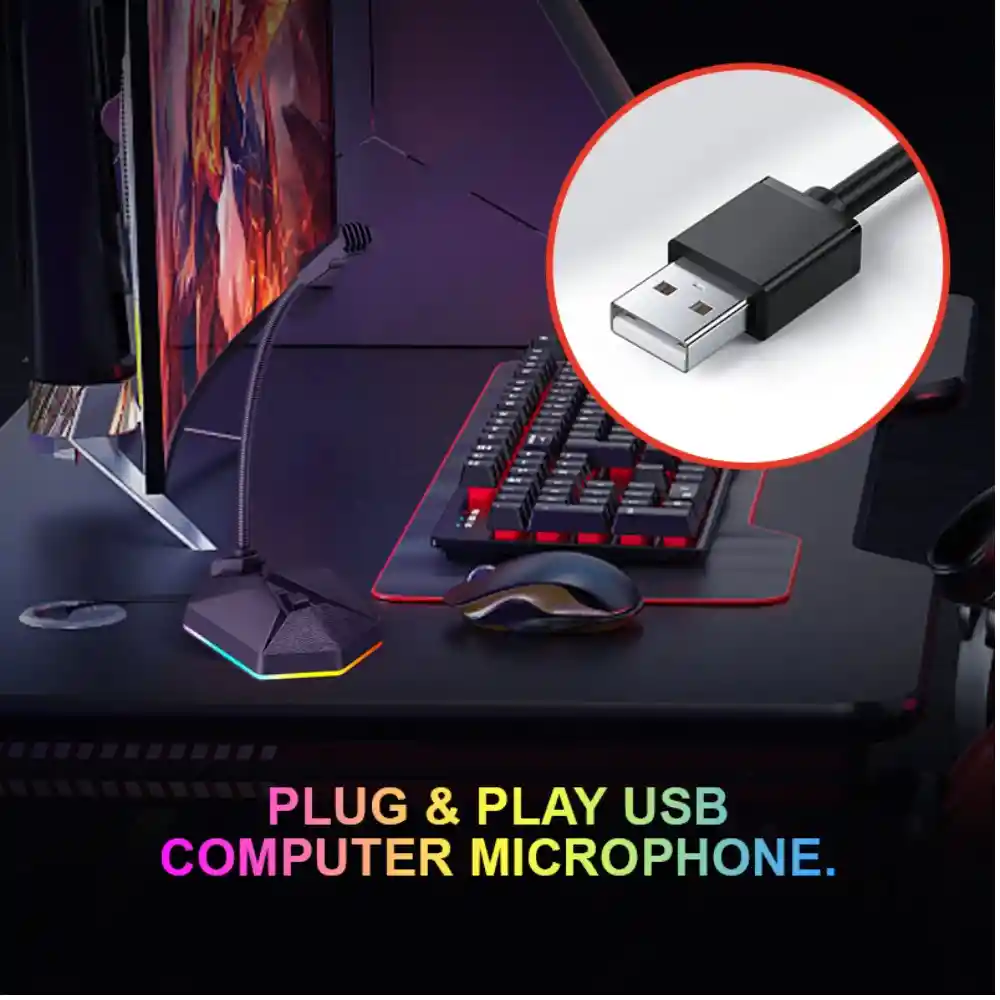 Microfono De Mesa Para Pc Usb Havit Hv-gk57 Iluminación Rgb