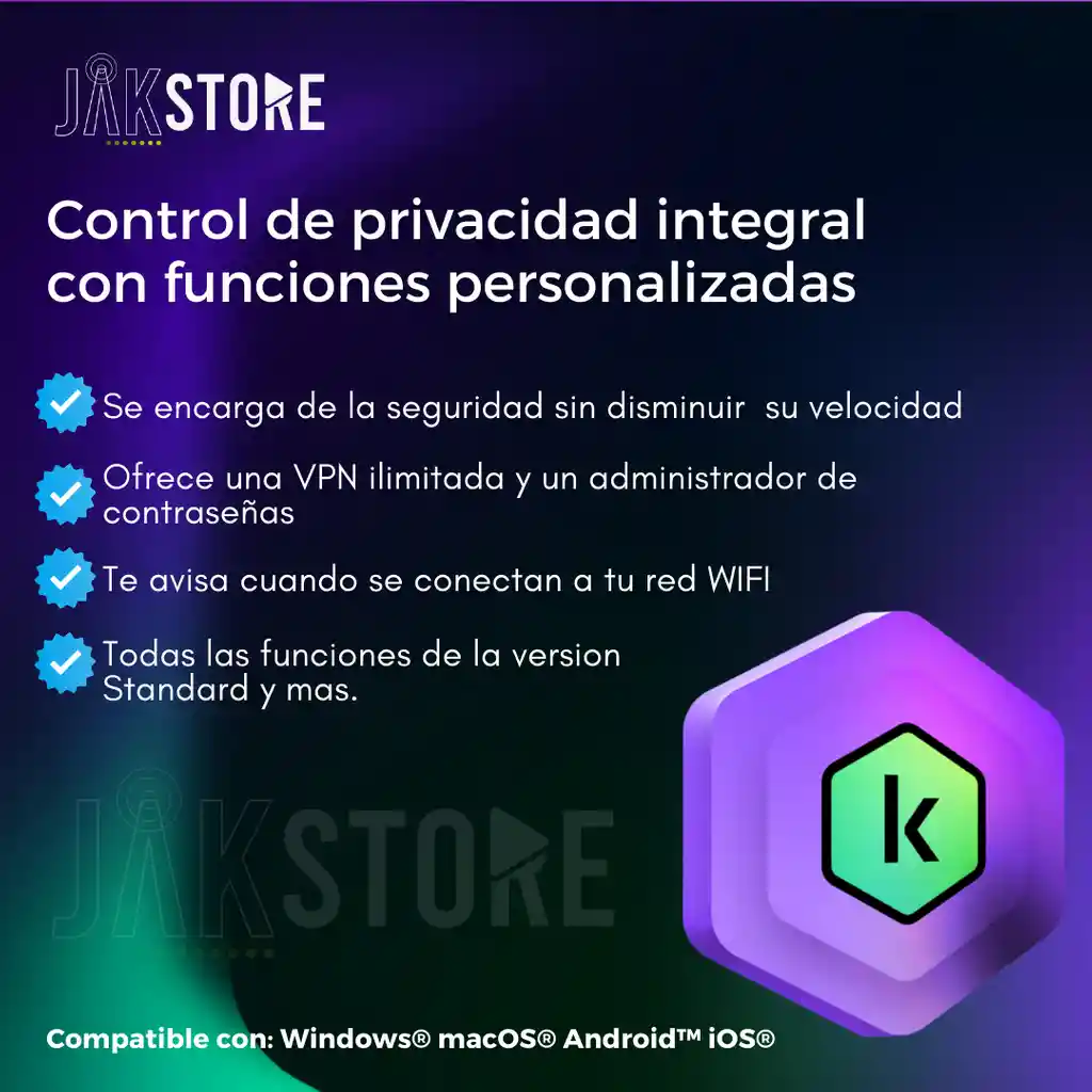 Antivirus Kaspersky Plus 1 Dispositivo 1 Año + Vpn Ilimitada