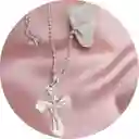 Cadena Mas Dije Cruz Grabada Con Laminilla 0ro Plata Ley 925