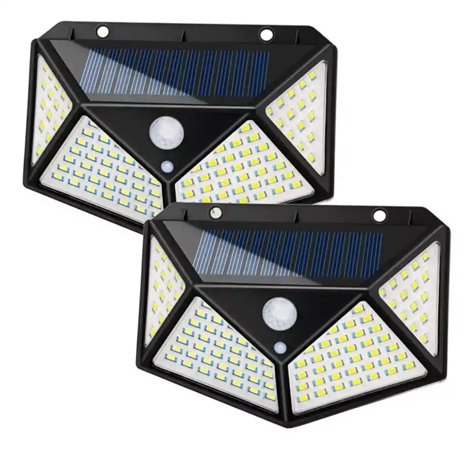 Lampara De Panel Solar Para Exteriores De 100 Led Sensor X2