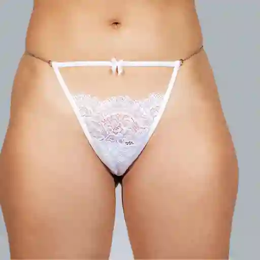 Talla S Panty Hilo Dental Blanco Tipo G-string Pasión