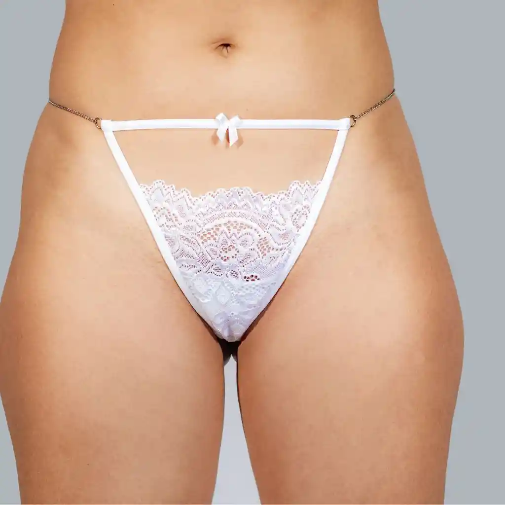 Talla S Panty Hilo Dental Blanco Tipo G-string Pasión