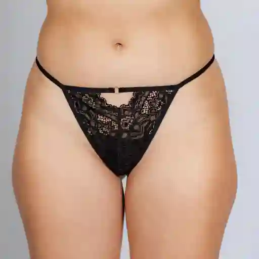 Talla M Panty Hilo Dental Negro Tipo G-string Misterio