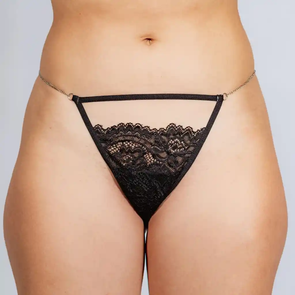 Talla S Panty Hilo Dental Negro Tipo G-string Pasión