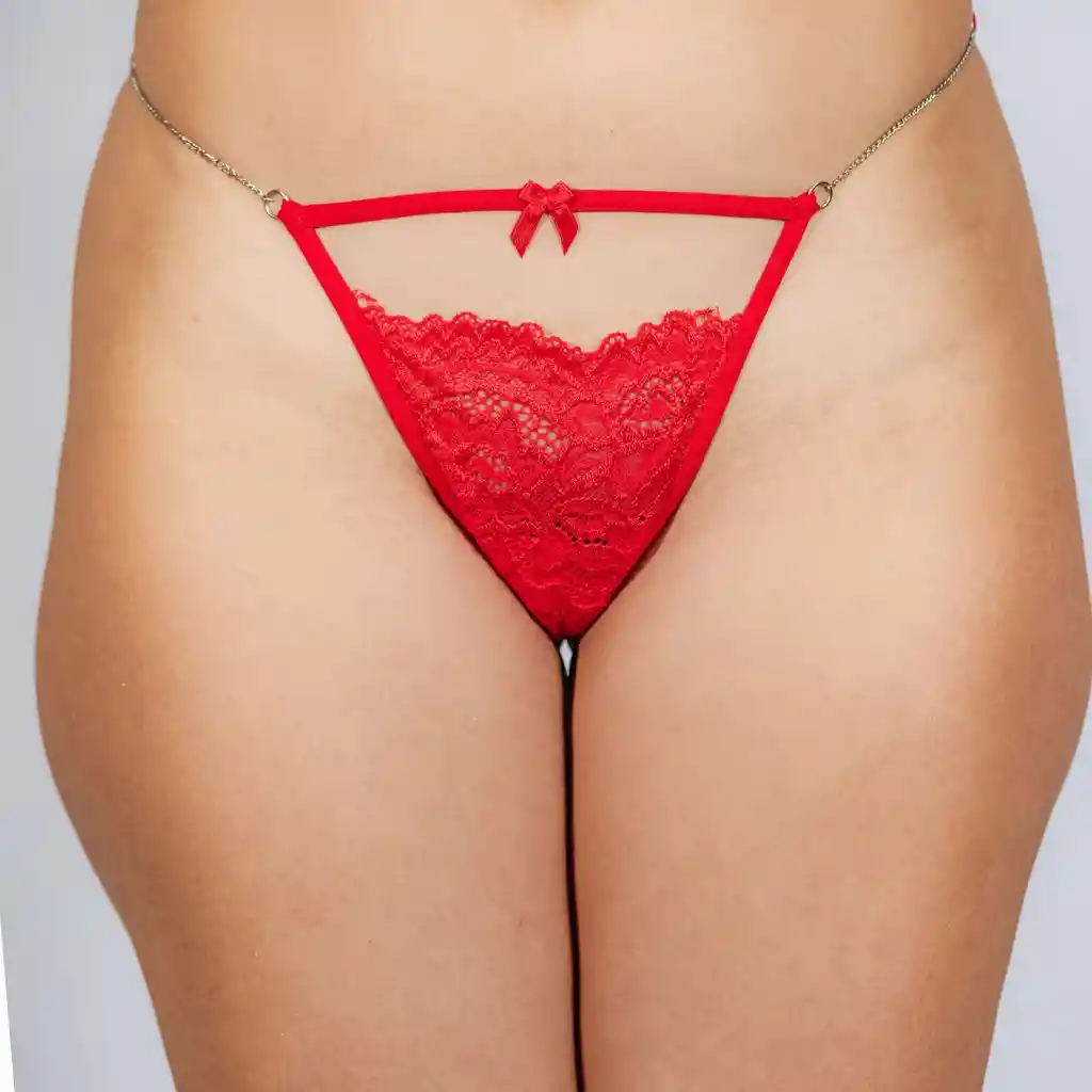 Talla L Panty Hilo Dental Rojo Tipo G-string Pasión