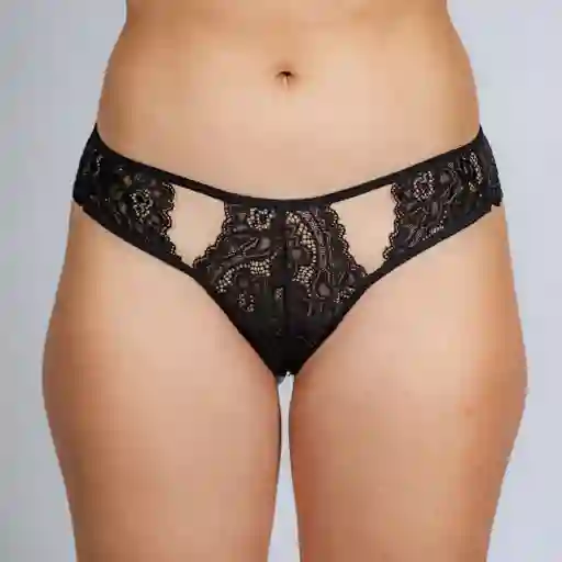 Talla S Panty De Encaje Tipo Brasilera Lujuria Negra