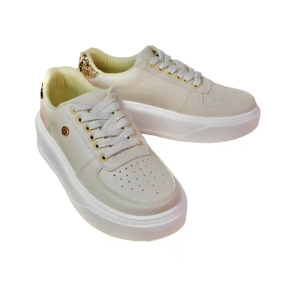 Zapato Dama Calzado Mujer Tenis Casual Karla Chacon Salome Beige 39