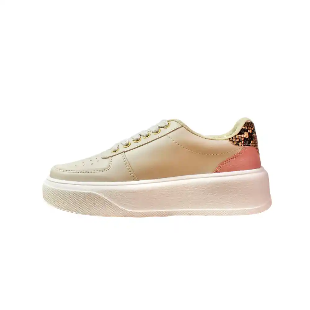 Zapato Dama Calzado Mujer Tenis Casual Karla Chacon Salome Beige