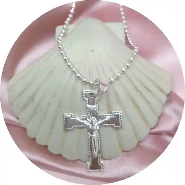 Cadena Mas Dije Cristo Con Laminilla 0r0 Plata Ley 925