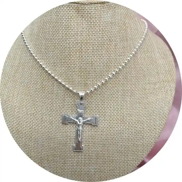 Cadena Mas Dije Cristo Con Laminilla 0r0 Plata Ley 925