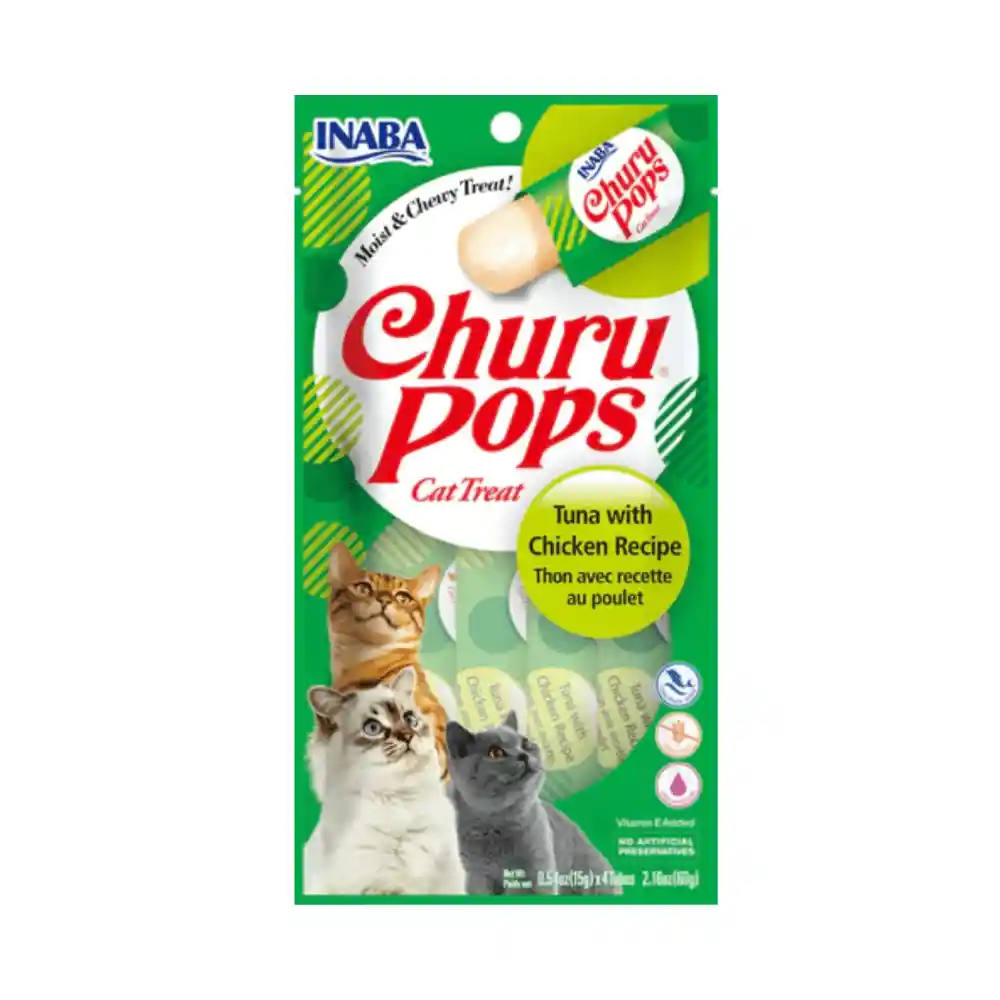 Pack 4 Sachets Churu Pops Atun Con Queso Para Gato 56g