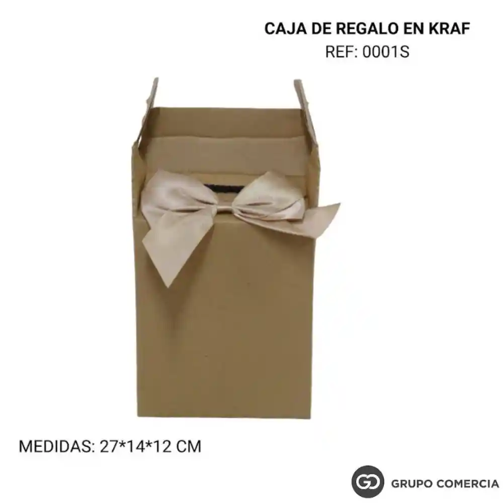 Caja De Cartón Kraft 27*14*12 Cm Incluye Moño