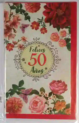 Tarjeta Regalo Mensaje Y Lluvia De Sobres Felices 50 Años Mujer Colmodernas - 20x13cm