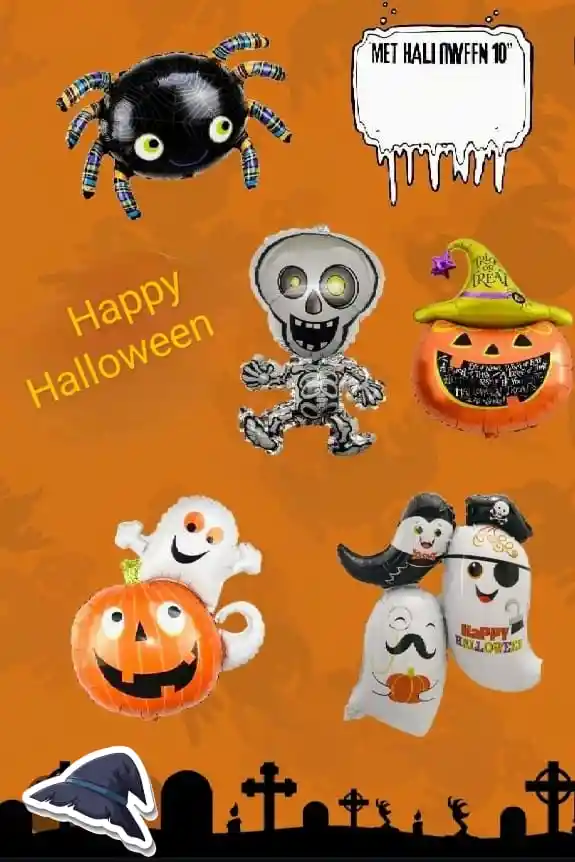 Globos Metalizados Decorativos Halloween X 5 / (pequeño )