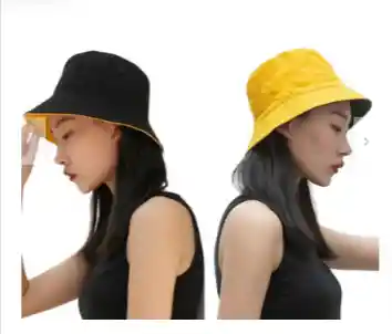 Gorro Pesquero Doble Faz Unicolor Tipo Bucket Para Adultos Amarillo