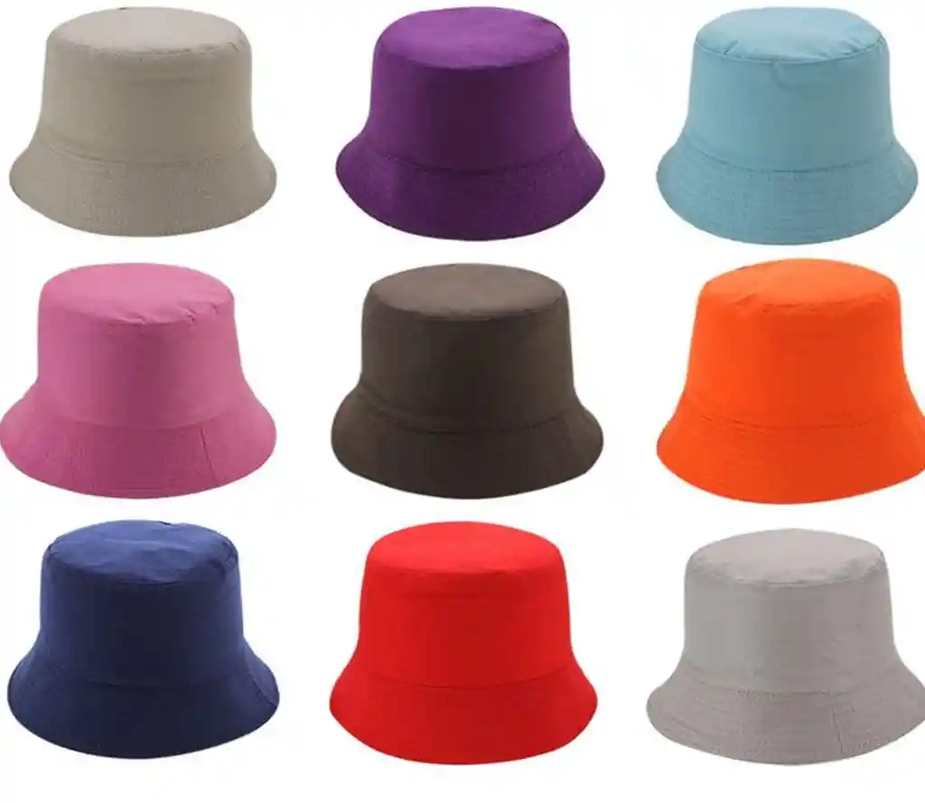 Gorro Pesquero Doble Faz Unicolor Tipo Bucket Para Adultos Celeste