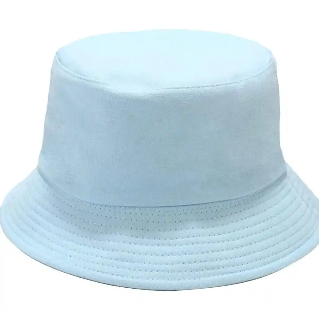 Gorro Pesquero Doble Faz Unicolor Tipo Bucket Para Adultos Celeste