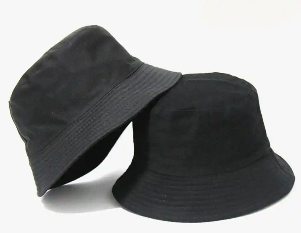 Gorro Pesquero Doble Faz Unicolor Tipo Bucket Para Adultos Negro