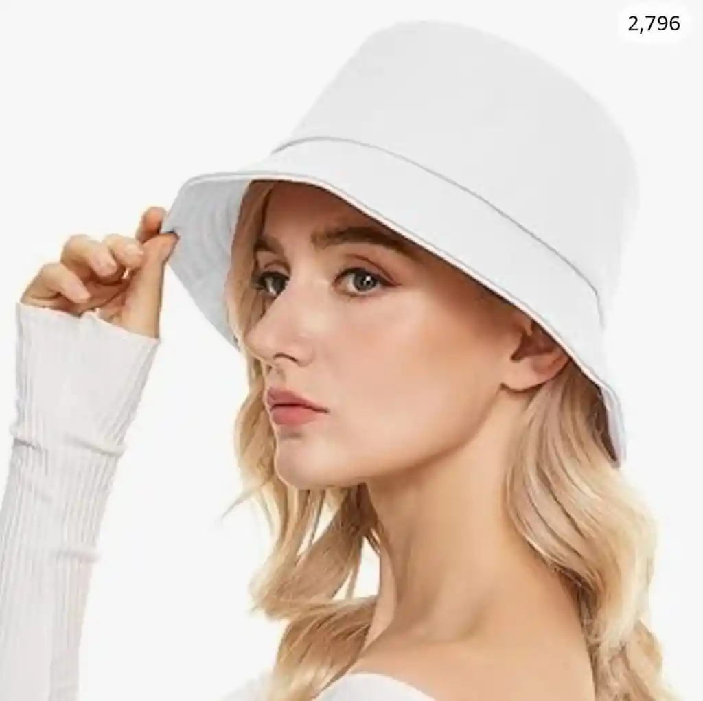 Gorro Pesquero Doble Faz Unicolor Tipo Bucket Para Adultos Blanco