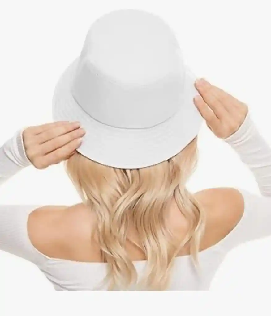 Gorro Pesquero Doble Faz Unicolor Tipo Bucket Para Adultos Blanco