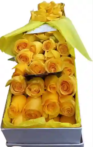 Caja De Rosas Amarillas Para Regalar