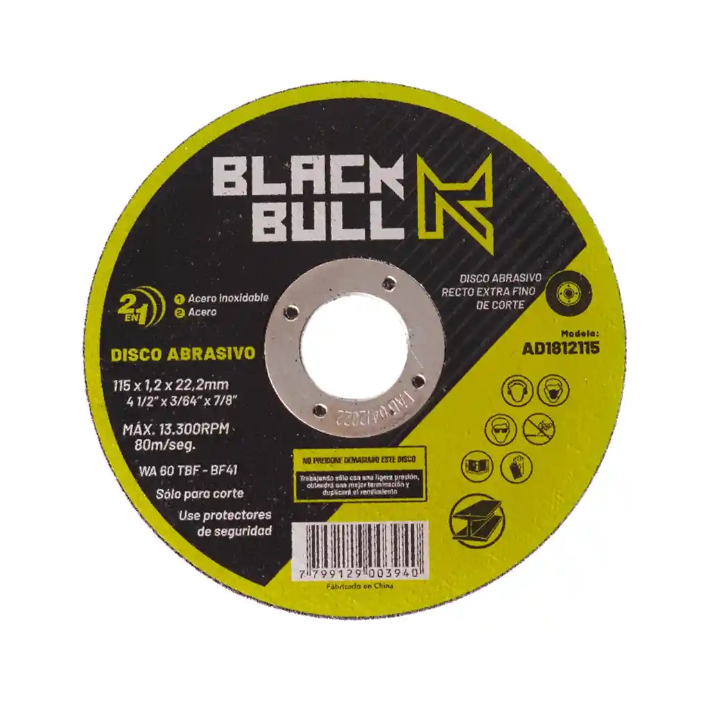 Disco Abrasivo Corte Extrafino Profesional 4 1/2" Blackbull