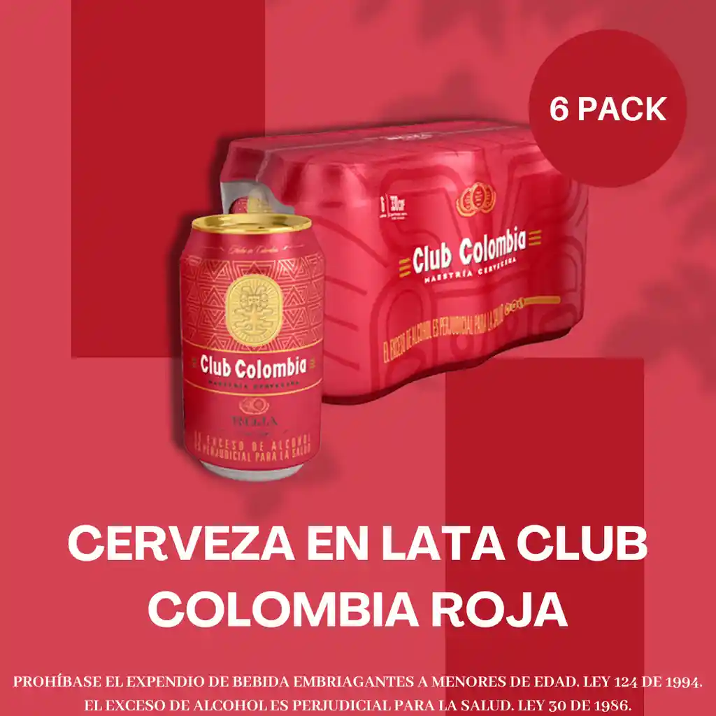 Cerveza En Lata Six Pack Club Colombia Roja