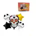 Globos Halloween Catrina Y Jack Metalizados Set Por 5